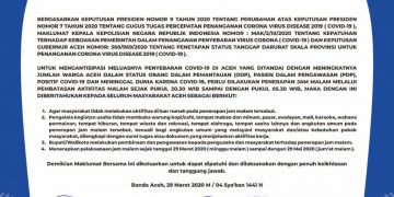 Pemberlakuan Jam Malam di Aceh Dinilai Tidak Efektif Cegah Corona
