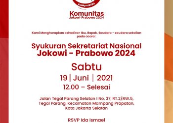 Besok, Jokowi-Prabowo 2024 Deklarasi Syukuran Seknas