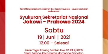 Besok, Jokowi-Prabowo 2024 Deklarasi Syukuran Seknas